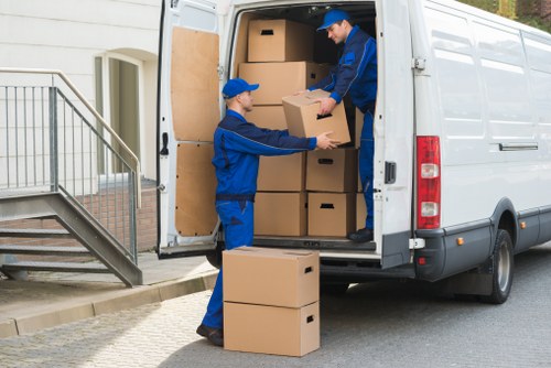 Domestic furniture being moved from a Battersea flat