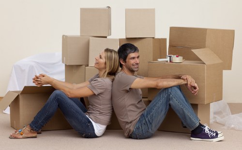 Moving truck loaded with household items for Battersea customers