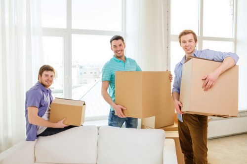 Household boxes and moving supplies prepared for a Battersea relocation