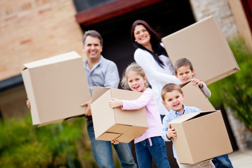 Household items and furniture being loaded for a move