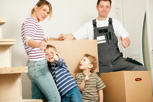 Packing boxes and household items for a Battersea relocation